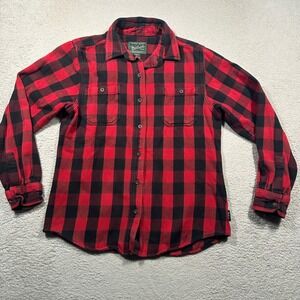 Vintage Y2K Woolrich Flannel Button Down Shirt Women XS Red Black Buffalo Check